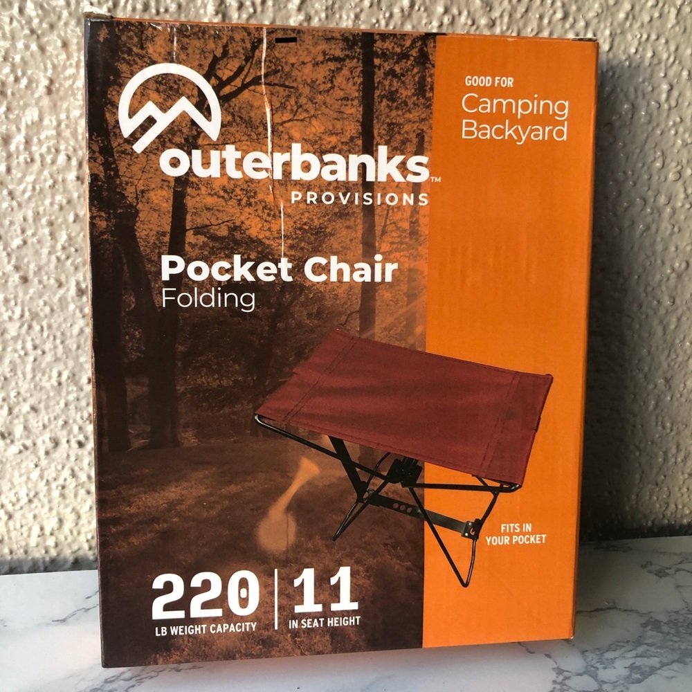 Outerbanks Provisions Folding Pocket Chair outdoors black and red  NWT